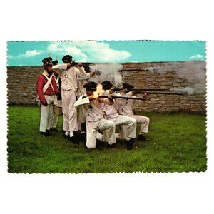 Vintage Fort Snelling Postcard Minnesota Historical Society Guard Musket Scene